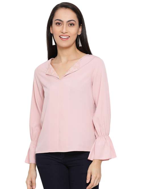 bell sleeved solid top - 17843701 -  Standard Image - 0