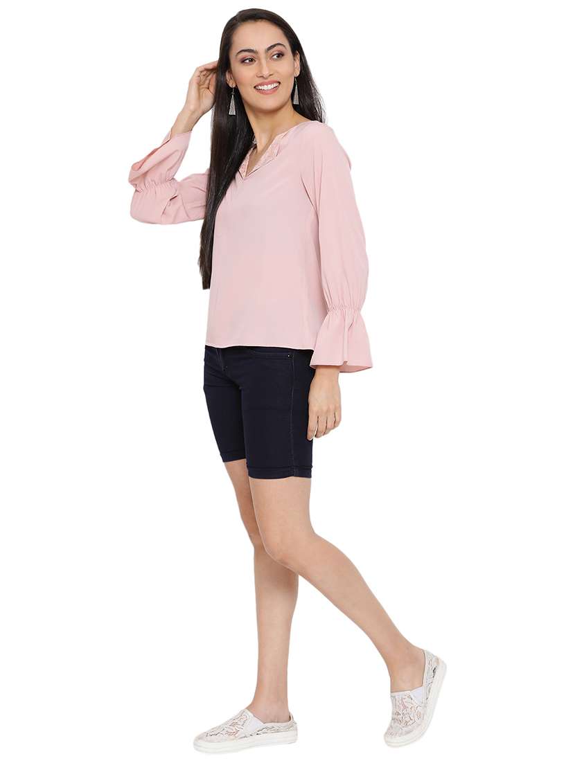 bell sleeved solid top - 17843701 - Standard Image - 3