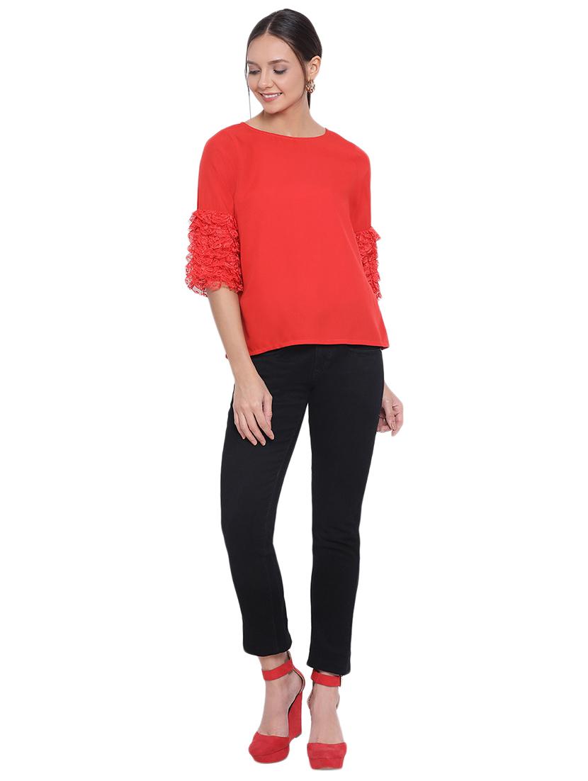 bell sleeved solid top - 17843703 - Standard Image - 3