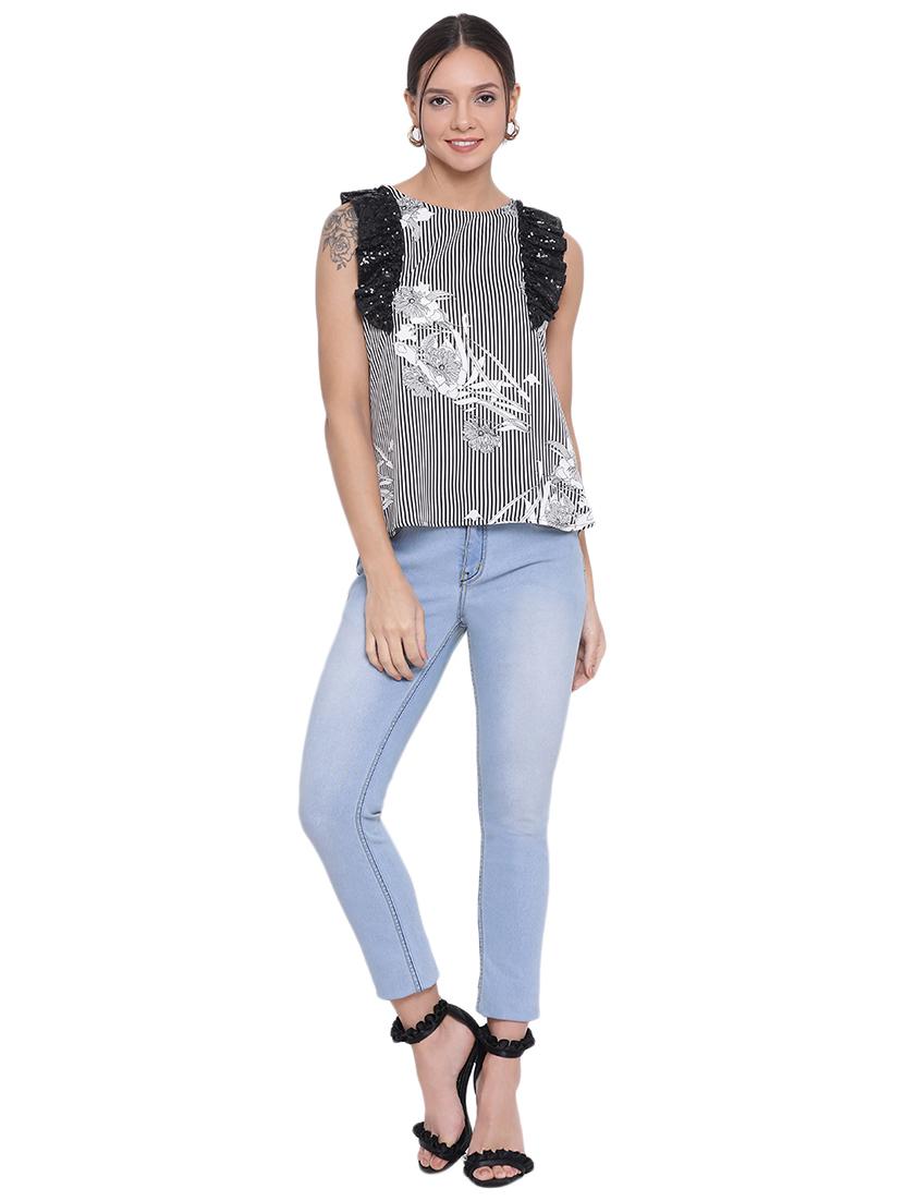 frill detail printed top - 17843704 - Standard Image - 3