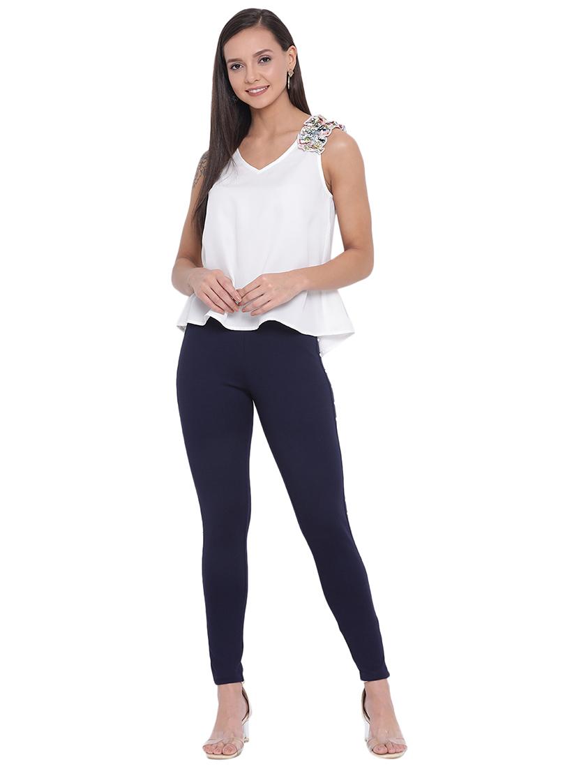 frill detail v-neck top - 17843705 - Standard Image - 3