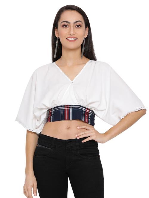 overlap neck crop top - 17843706 - Standard Image - 0