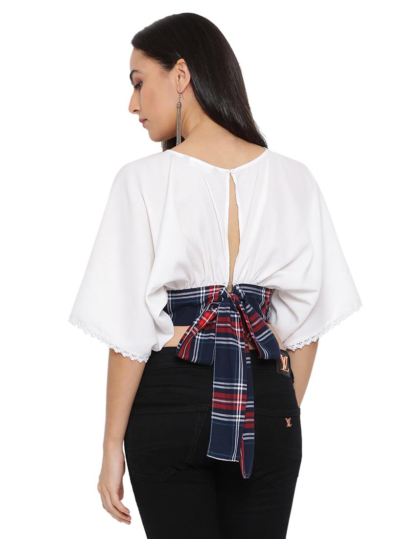 overlap neck crop top - 17843706 - Standard Image - 3