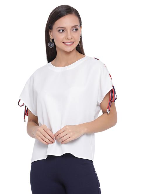 tie knot sleeved solid top - 17843707 - Standard Image - 0