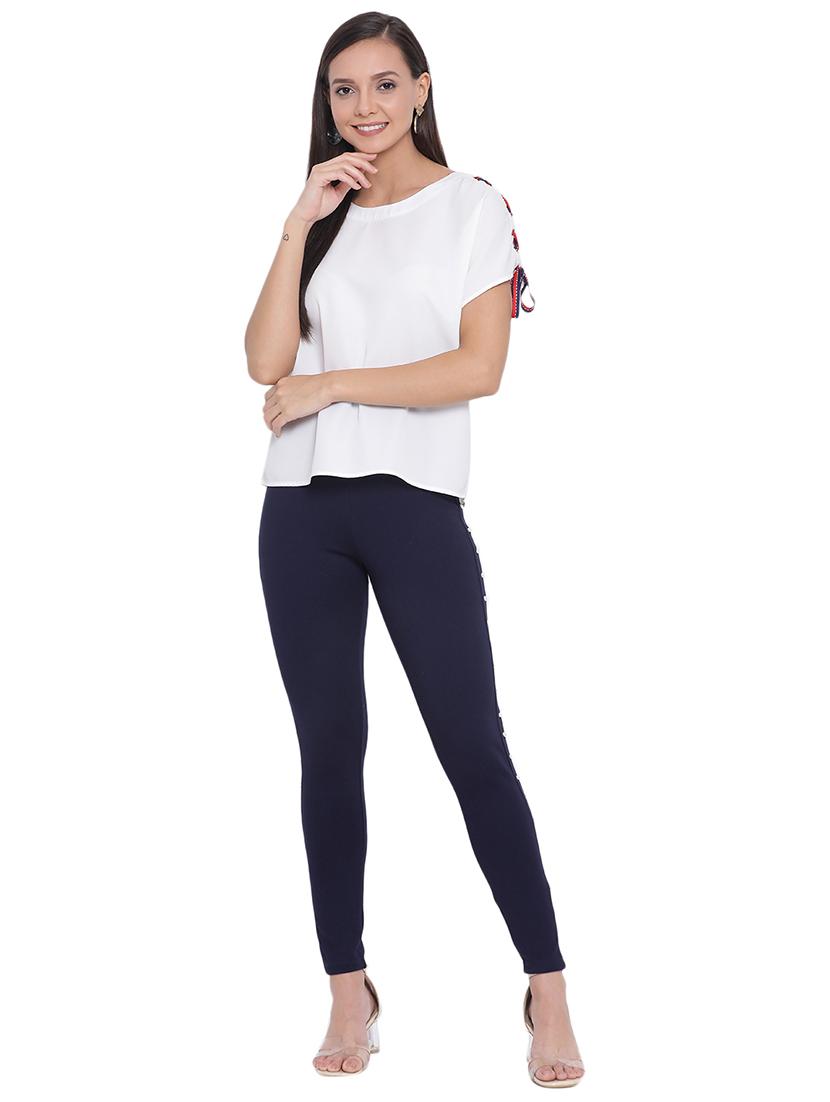 tie knot sleeved solid top - 17843707 - Standard Image - 3