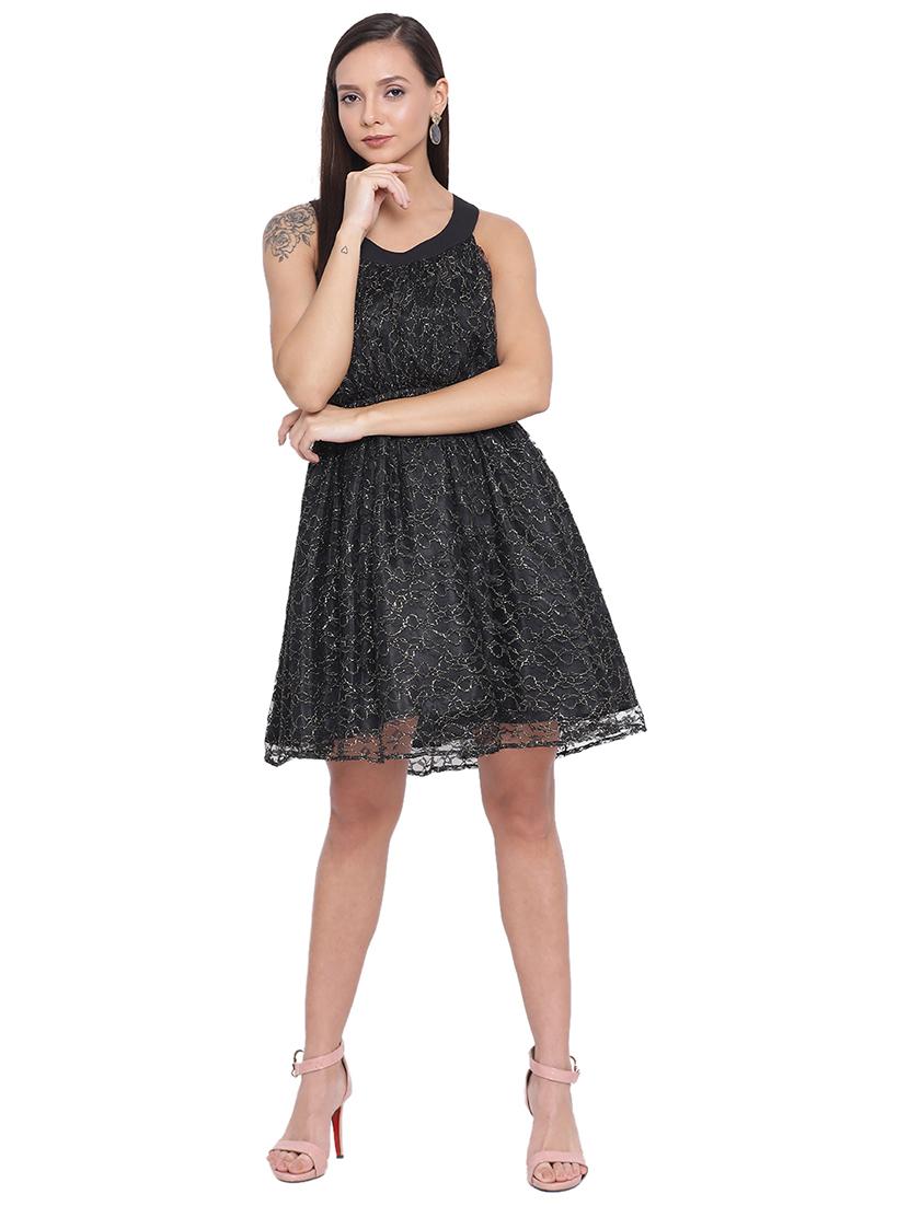 round neck laced blouson dress - 17843710 - Standard Image - 3