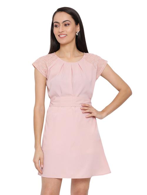 tie back solid a-line dress - 17843714 - Standard Image - 0