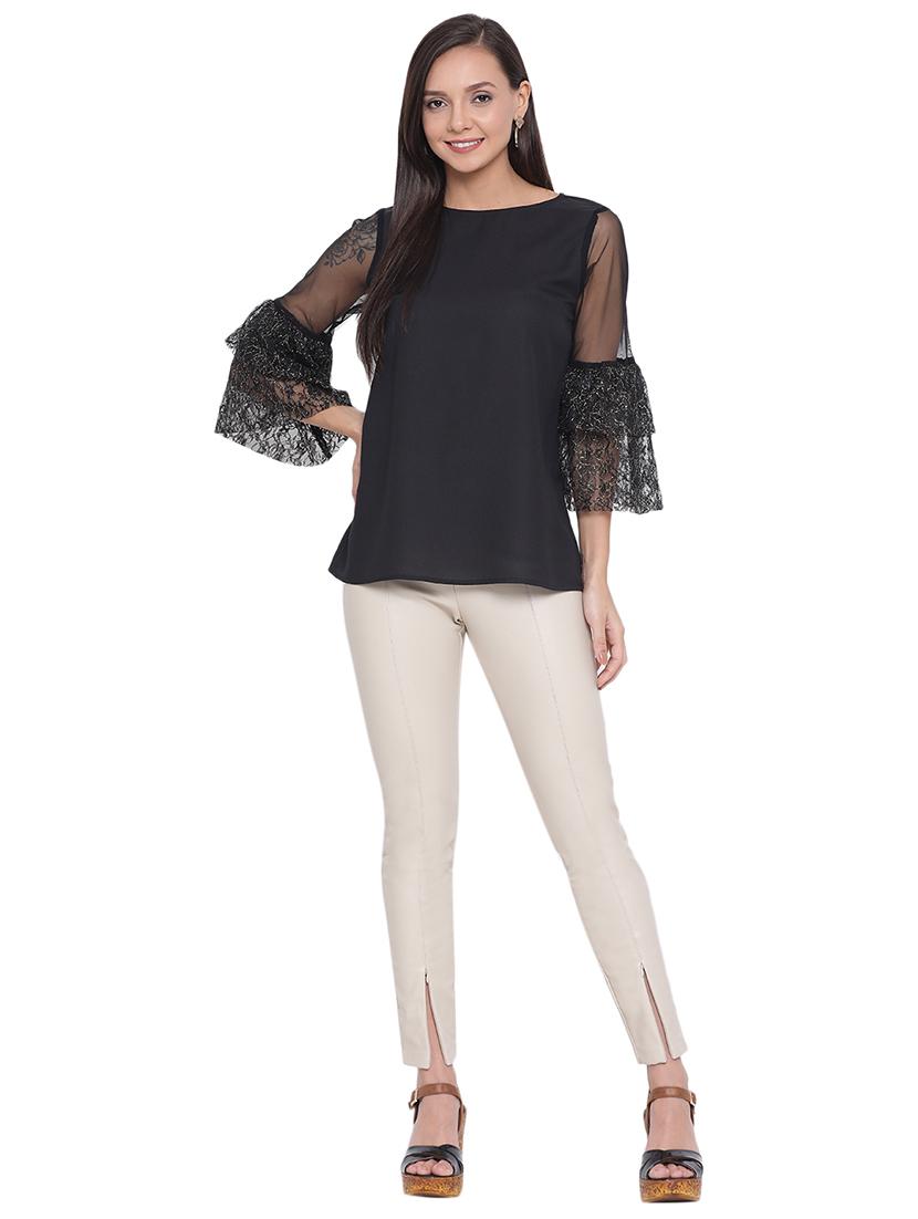 bell sleeved solid top - 17843718 - Standard Image - 3