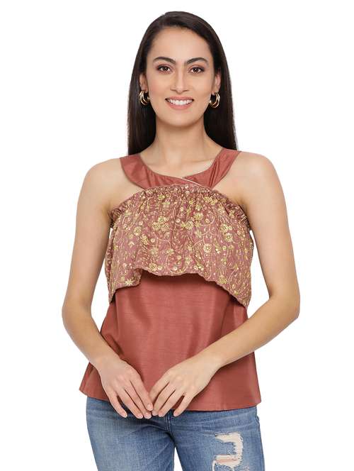 round neck embellished layered top - 17843719 - Standard Image - 0