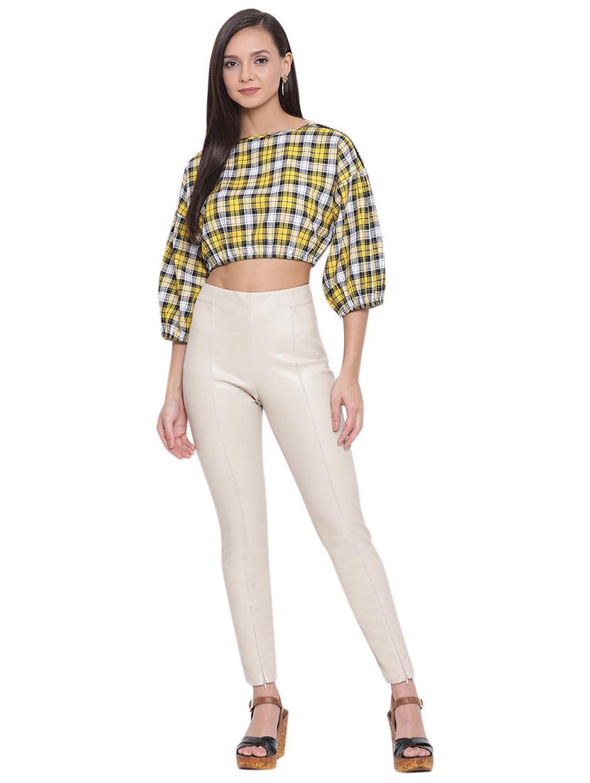 boat neck checkered top - 17843721 - Standard Image - 3