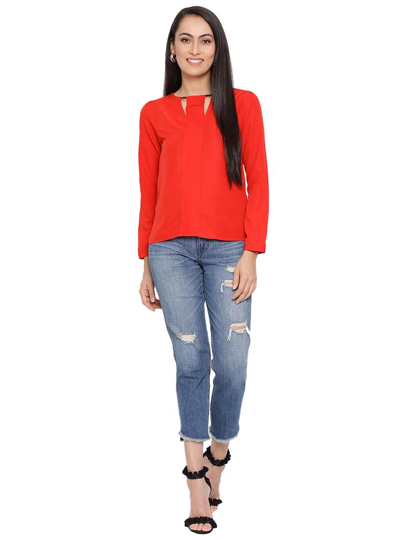 key hole neck solid top - 17843726 - Standard Image - 3