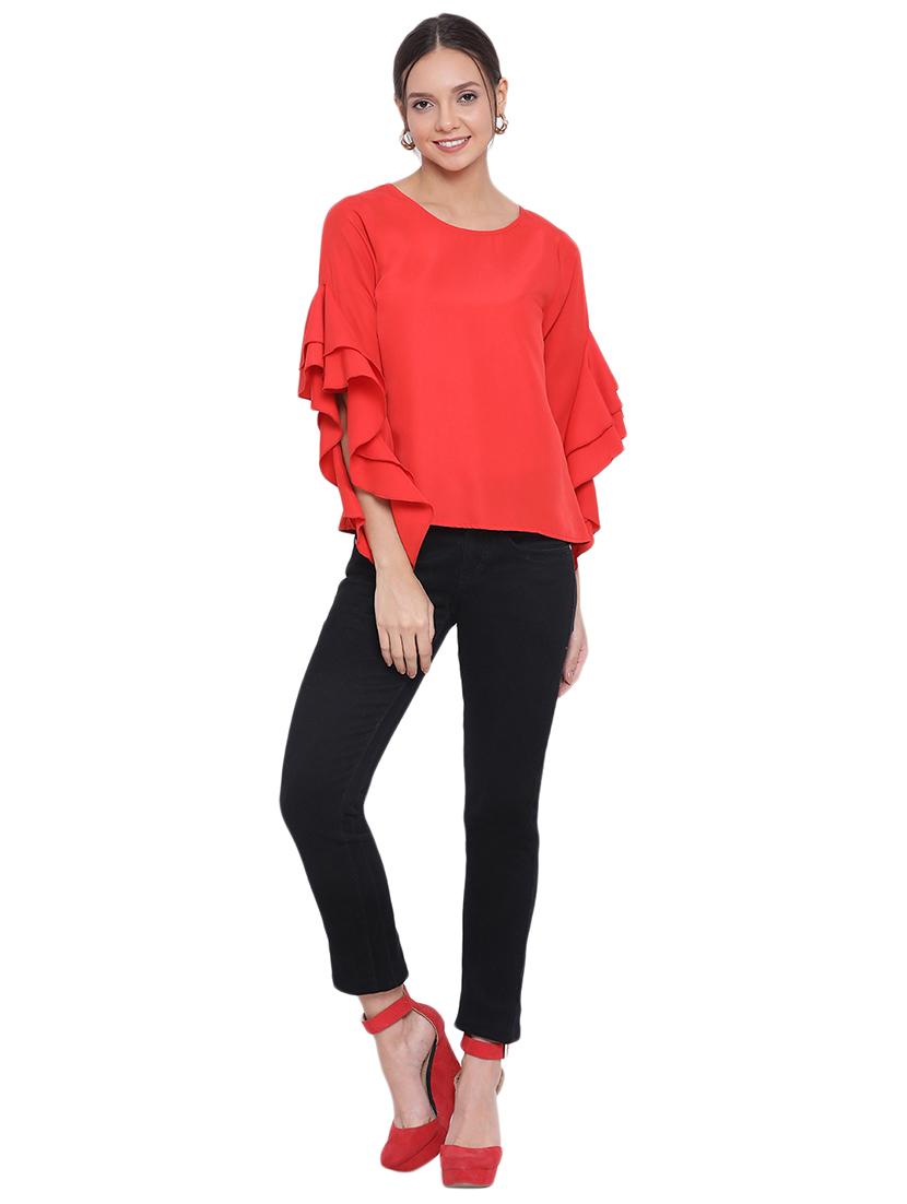 bell sleeved solid top - 17843727 - Standard Image - 3