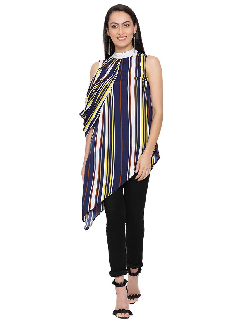 cowl sleeved striped top - 17843731 - Zoom Image - 0