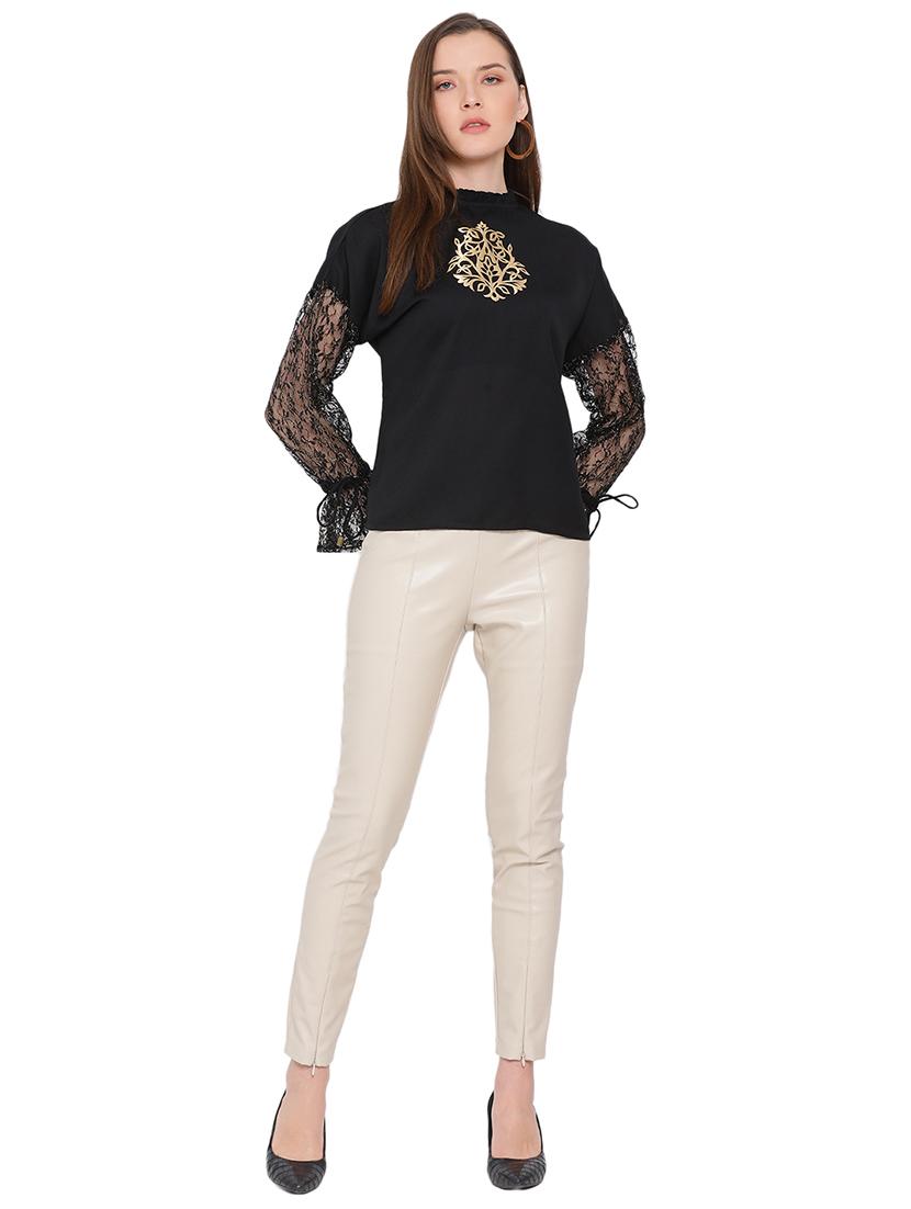 tie knot sleeved solid top - 17843741 - Standard Image - 3