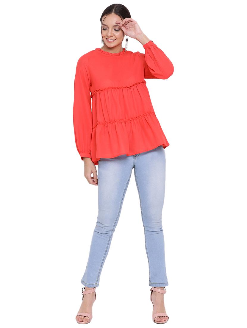 round neck tiered top - 17843745 - Standard Image - 3