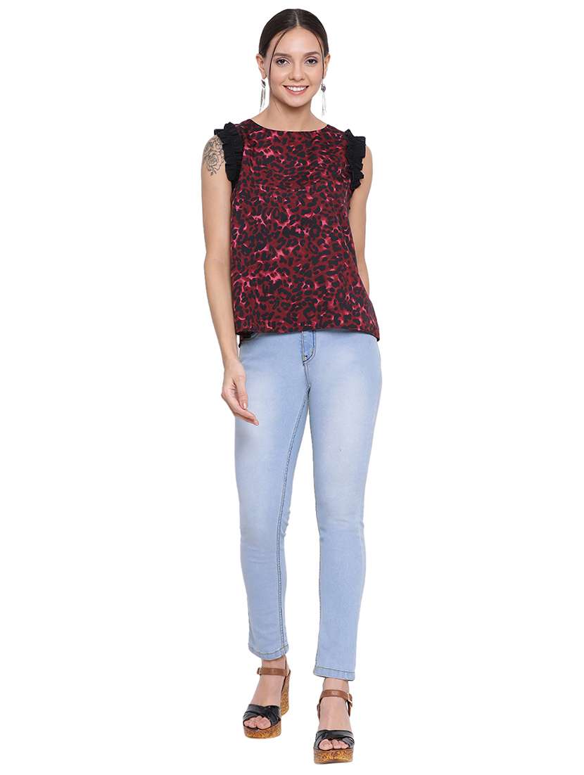 women's ruffle round neck top - 17843748 -  Standard Image - 3