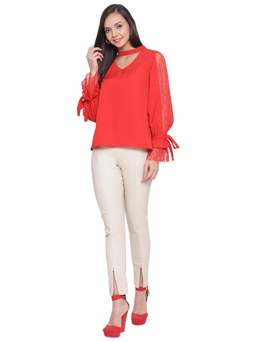 tie knot sleeved solid top - 17843750 - Standard Image - 3