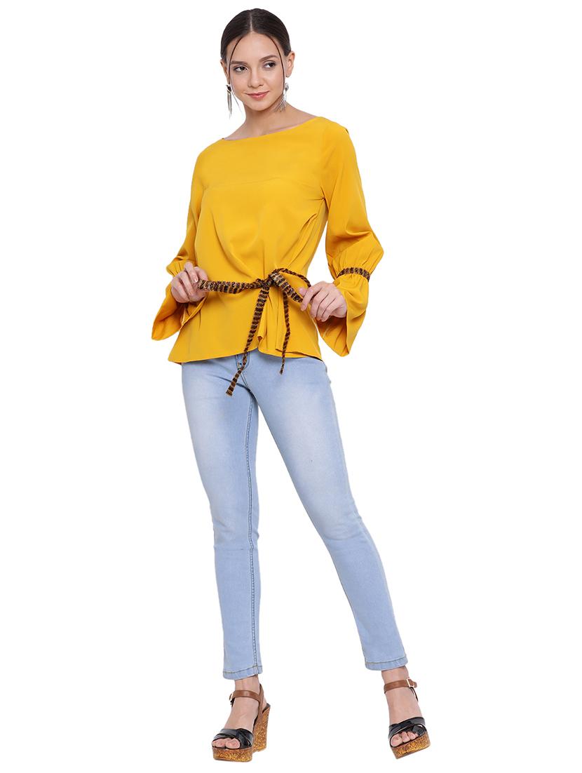 boat neck bell sleeved top - 17843755 - Standard Image - 3