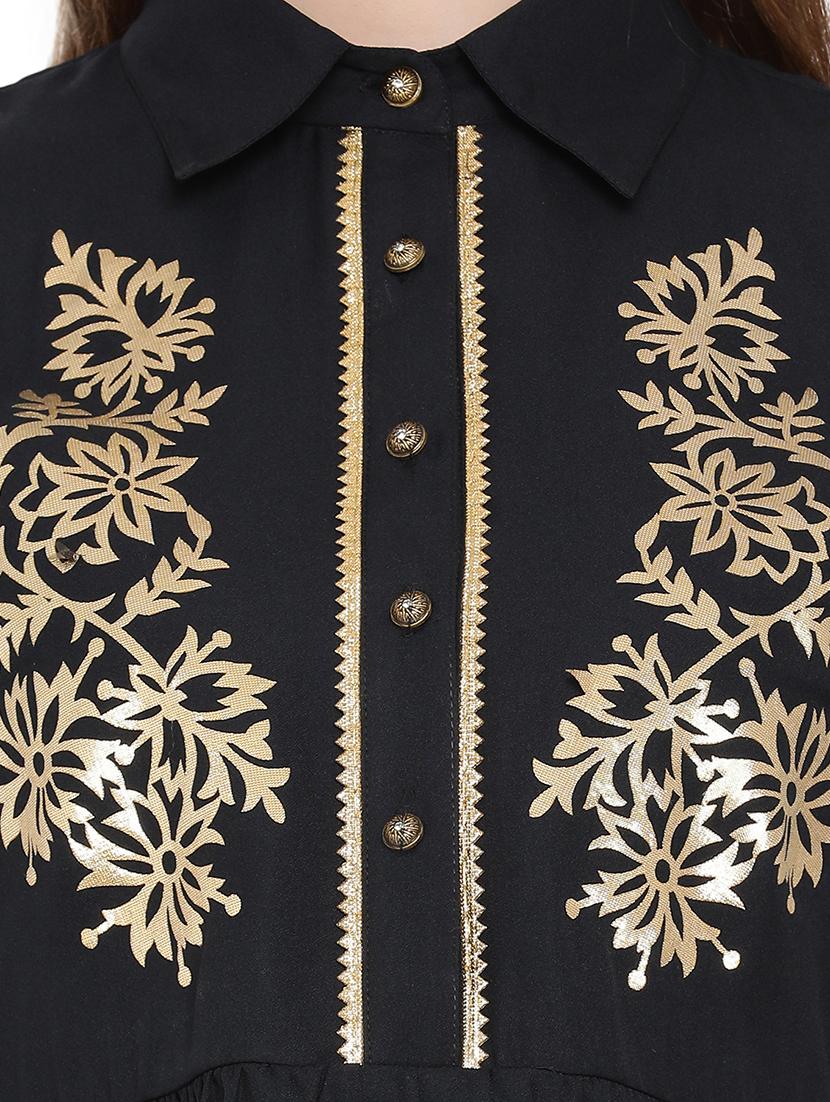 gold printed high low tunic - 17843767 - Standard Image - 3