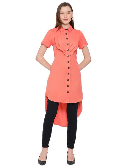 button up high low tunic - 17843771 -  Standard Image - 0