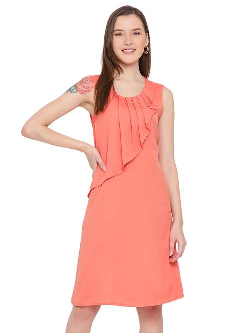 women's ruffle solid dress - 17843772 - Standard Image - 0