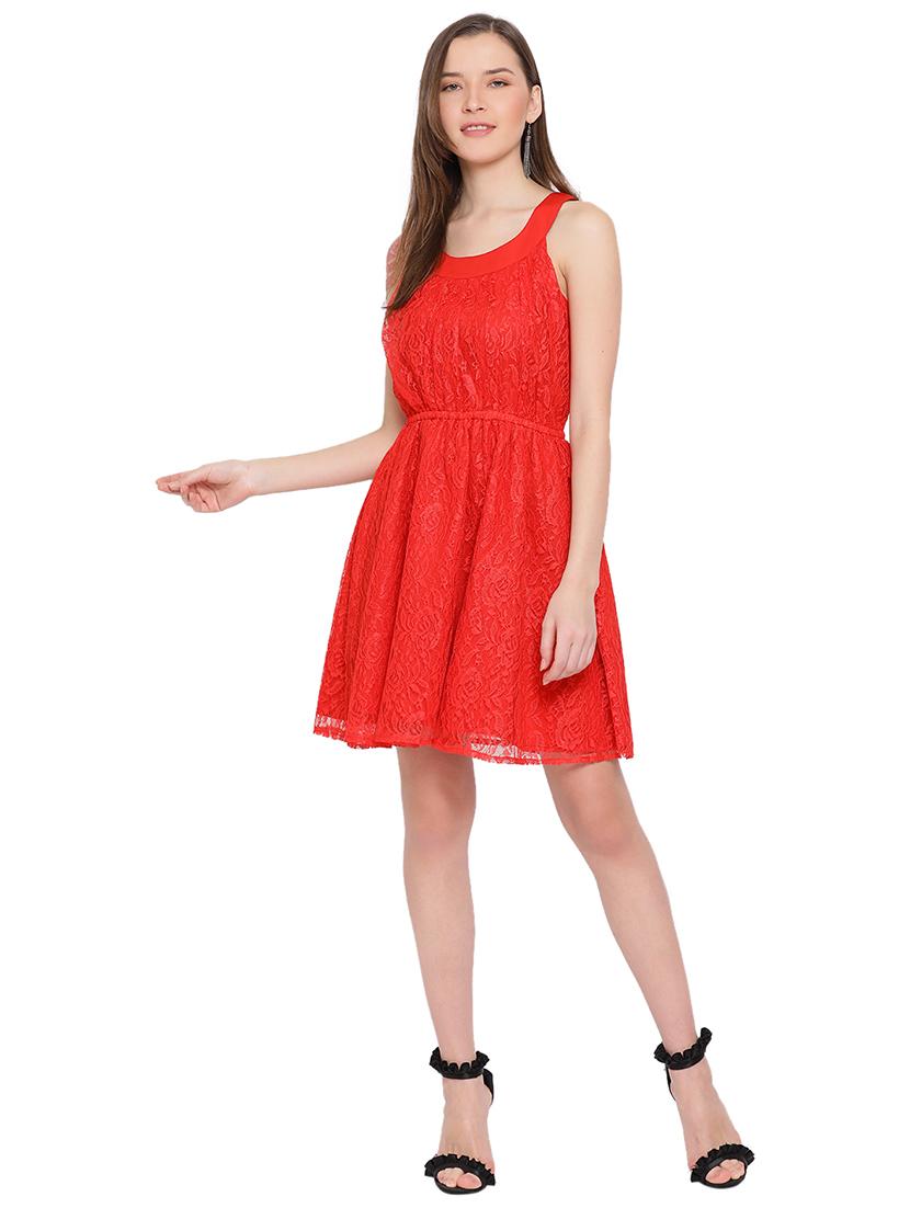 round neck laced blouson dress - 17843773 - Standard Image - 3