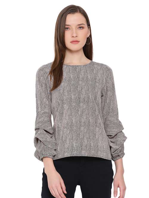 bell sleeved striped top - 17843787 - Standard Image - 0