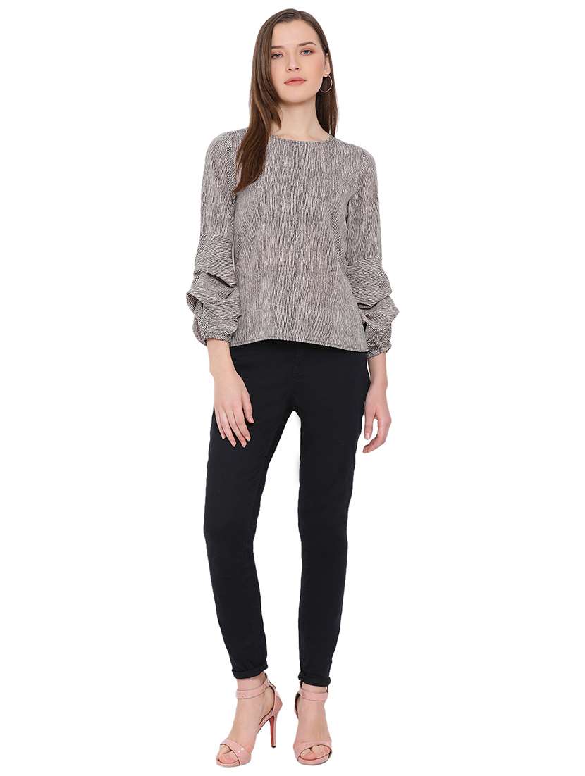 bell sleeved striped top - 17843787 - Standard Image - 3