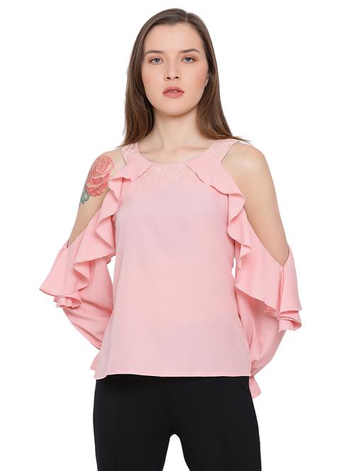 cold shoulder solid top - 17843794 - Standard Image - 0