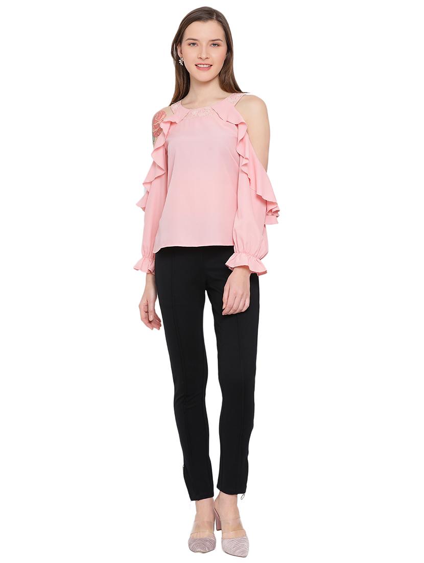 cold shoulder solid top - 17843794 - Standard Image - 3