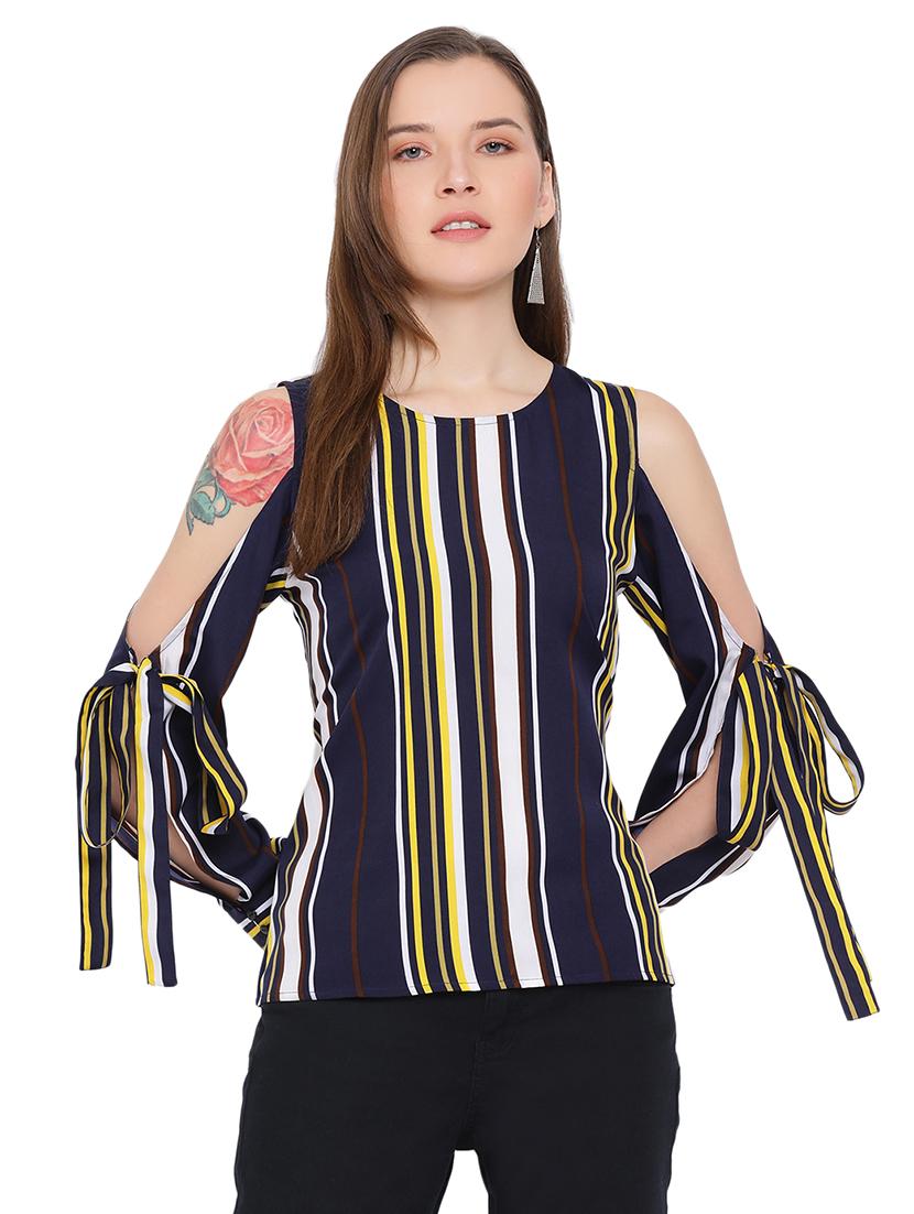 cold shoulder striped top - 17843798 -  Zoom Image - 0