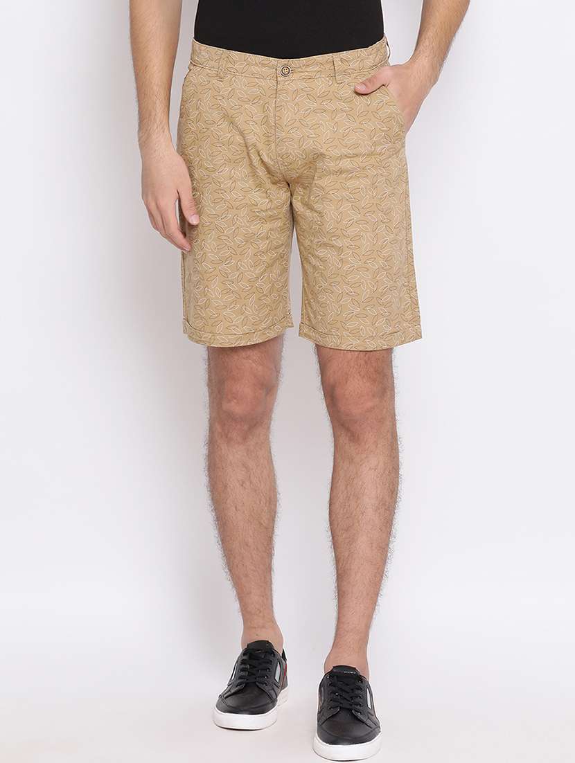 beige printed bermuda shorts