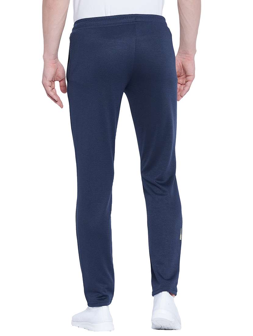Navy Blue Solid Full Length Track Pant