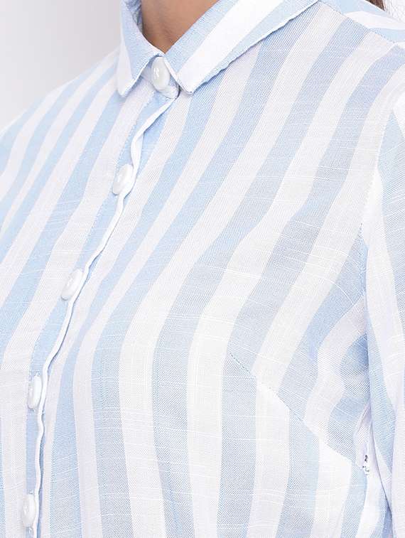 tie front striped full length jumpsuit - 17844291 -  Standard Image - 3