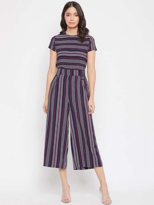 round neck striped top with palazzo set - 17844304 - Standard Image - 0