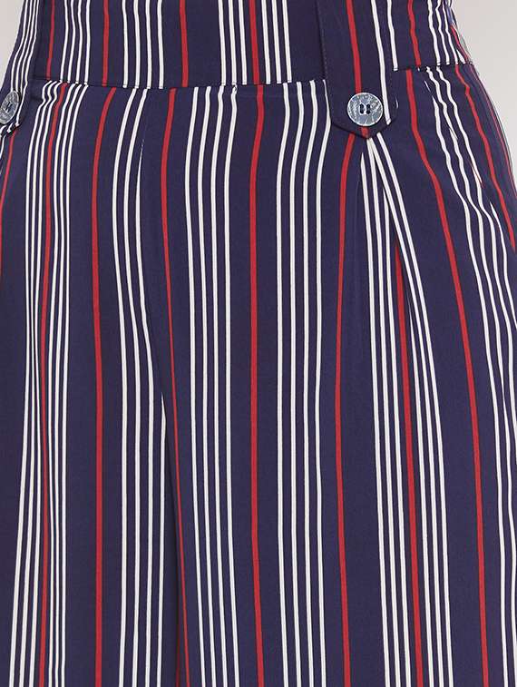 round neck striped top with palazzo set - 17844304 - Standard Image - 3