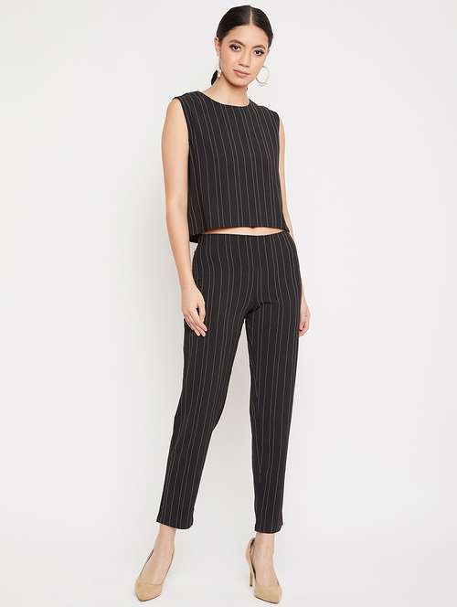 round neck striped top with trouser set - 17844305 - Standard Image - 0