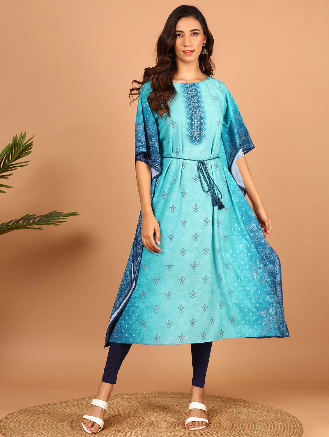 bandhani kaftan kurta - 17845044 - Zoom Image - 0