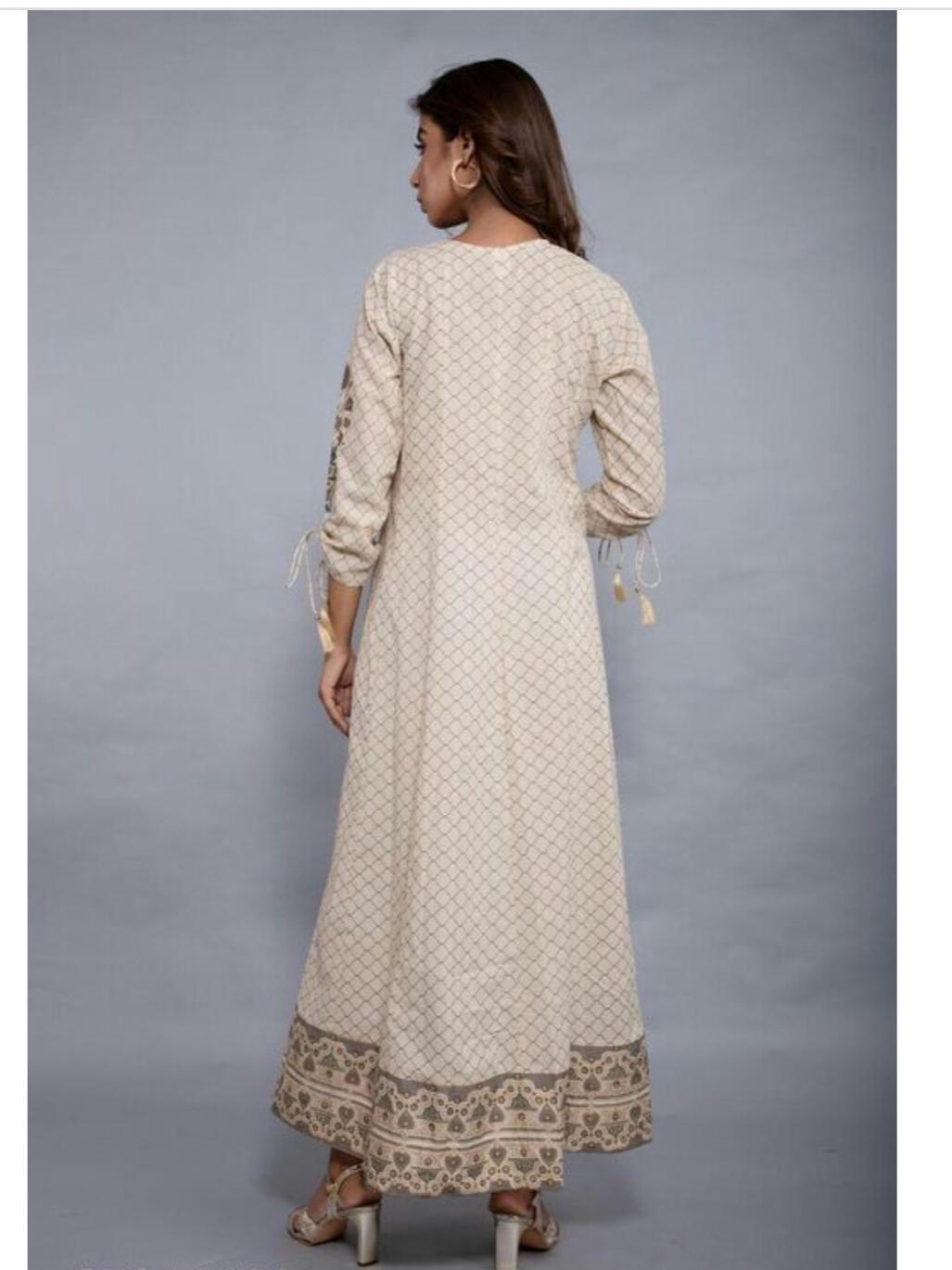 425154: White and Off White color family stitched Kurti, Long Kurtis,  Printed Kurtis .