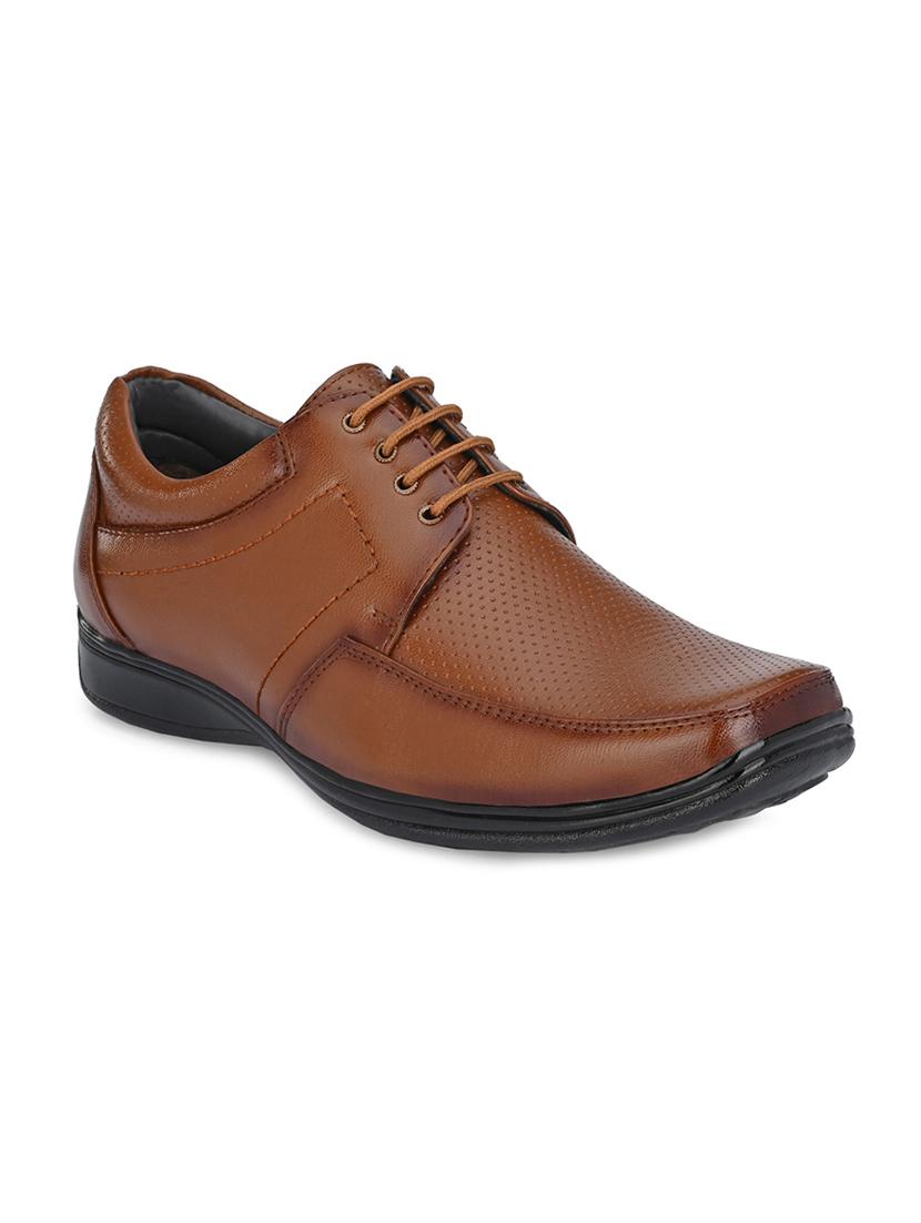 tan faux leather laceup derbies - 17850732 - Zoom Image - 0