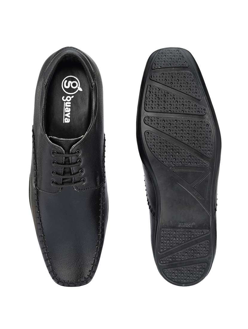 black faux leather laceup derbies - 17850733 -  Standard Image - 3