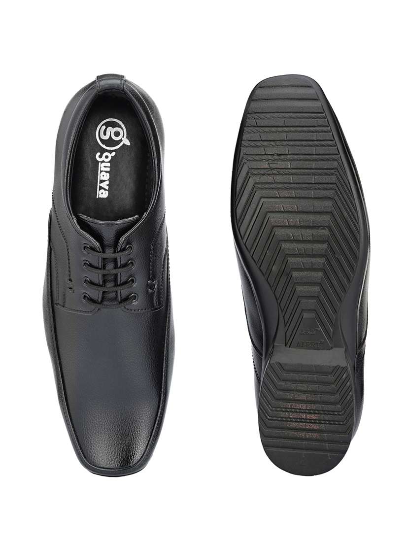 black faux leather laceup derbies - 17850734 -  Standard Image - 3