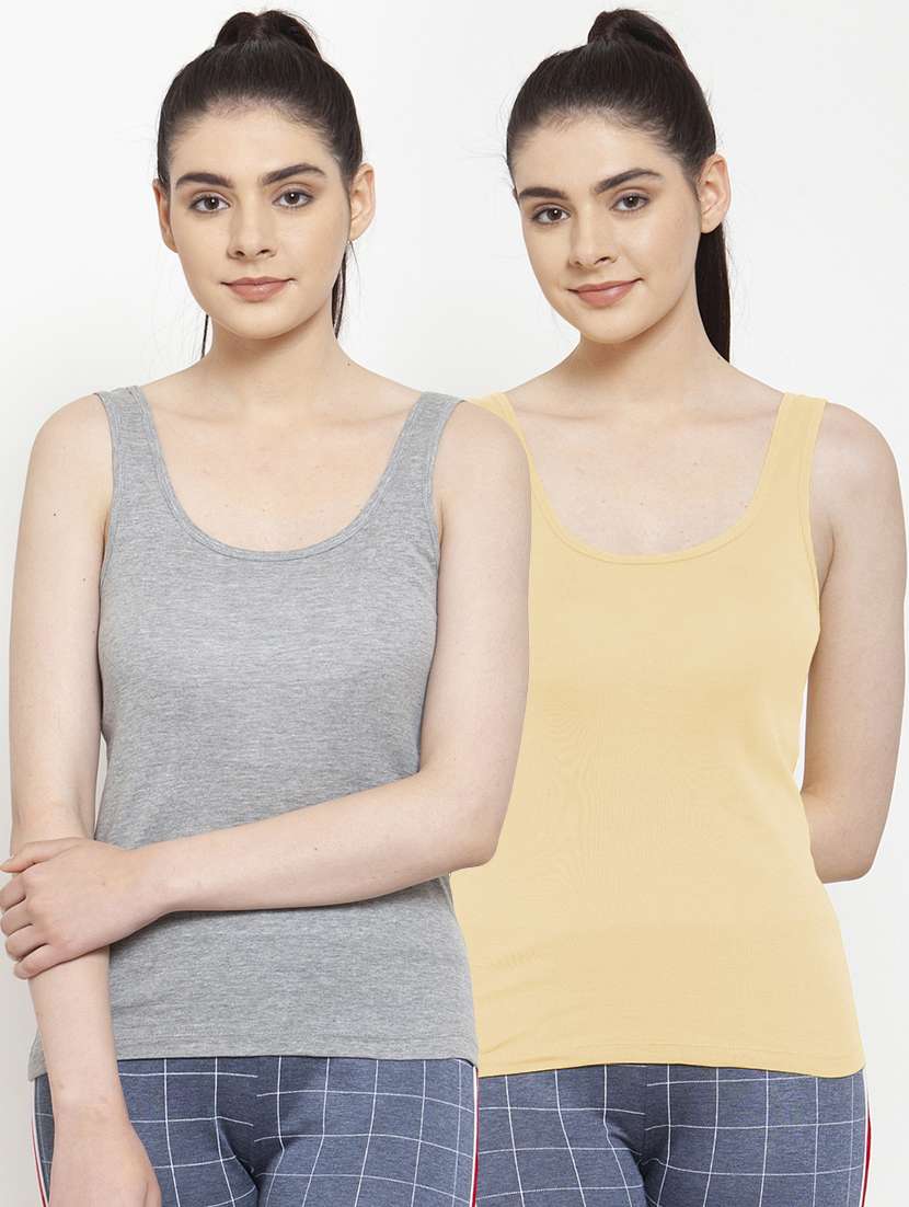set of 2 scoop neck solid camisole
