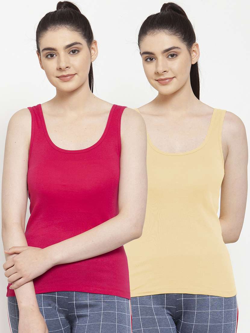 set of 2 scoop neck solid camisole