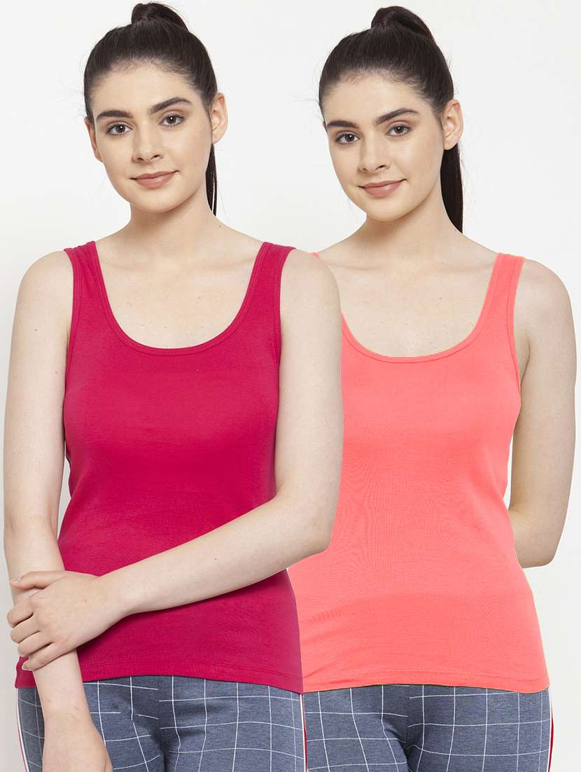 set of 2 scoop neck solid camisole