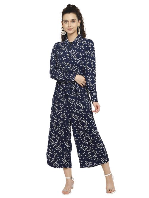 tie front floral full leg jumpsuit - 17851670 -  Standard Image - 0