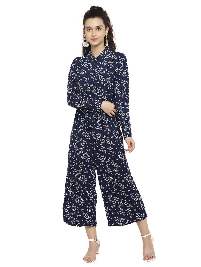 tie front floral full leg jumpsuit - 17851670 -  Zoom Image - 0