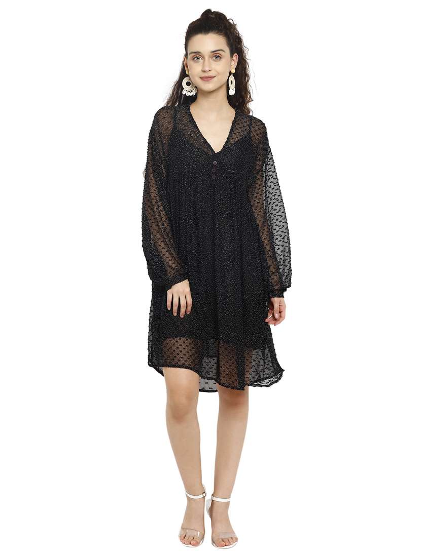 women's fit & flare self design dress - 17851788 -  Zoom Image - 0
