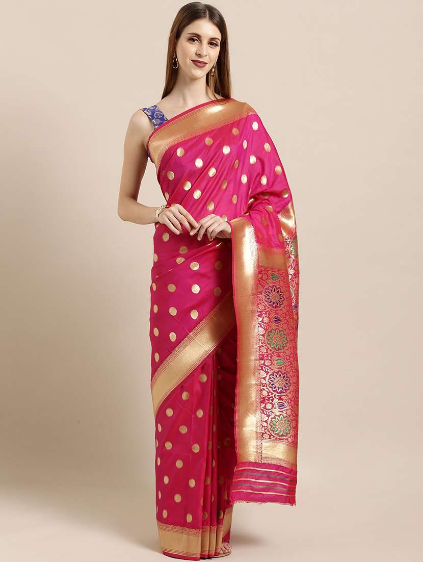 pink silk blend saree with blouse