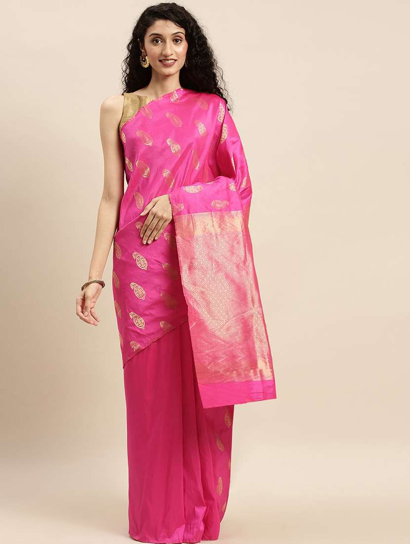 pink silk blend saree with blouse
